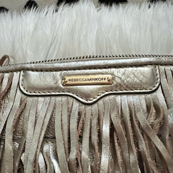 Rebecca Minkoff | Gold Leather Fringe Clutch Purse - Picture 6 of 8